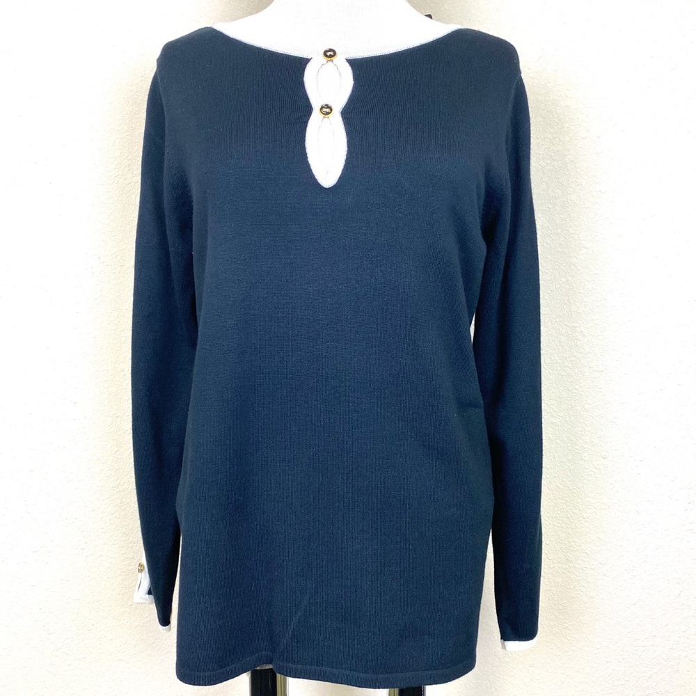 AUGUST SILK Black Sweater with Button Sleeves